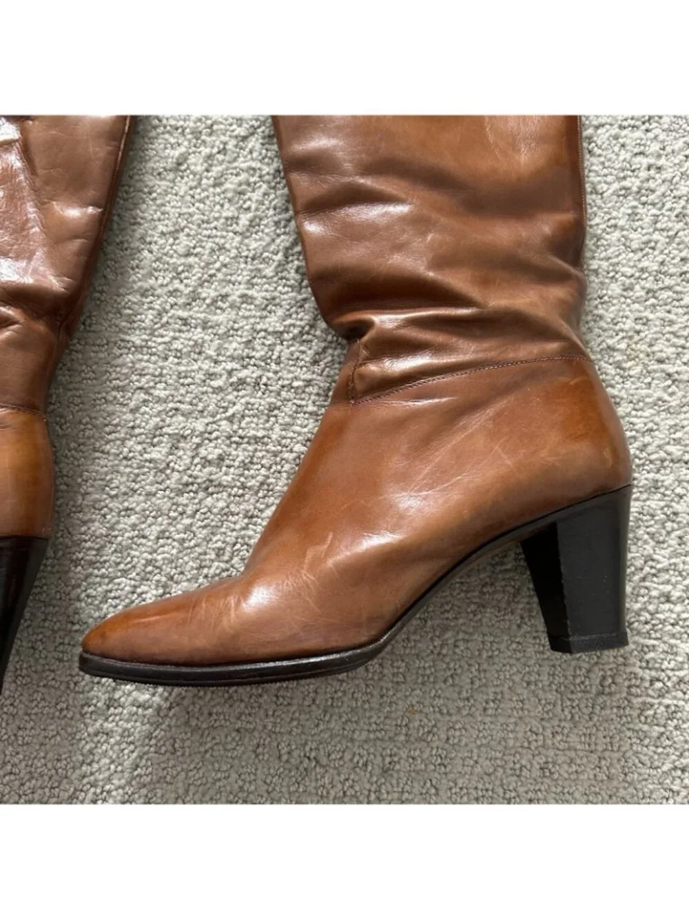 Vintage Salvatore Ferragamo Women’s Boots Cognac Brown Knee High Riding Size 5.5